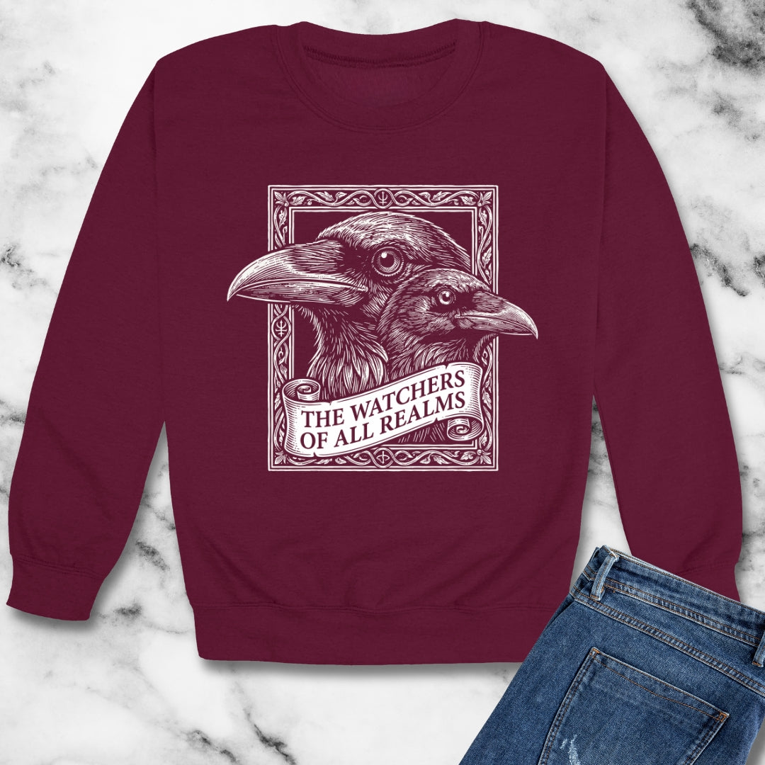Huginn and Muninn Odin Ravens the Watchers Unisex Heavy Crewneck Sweatshirt