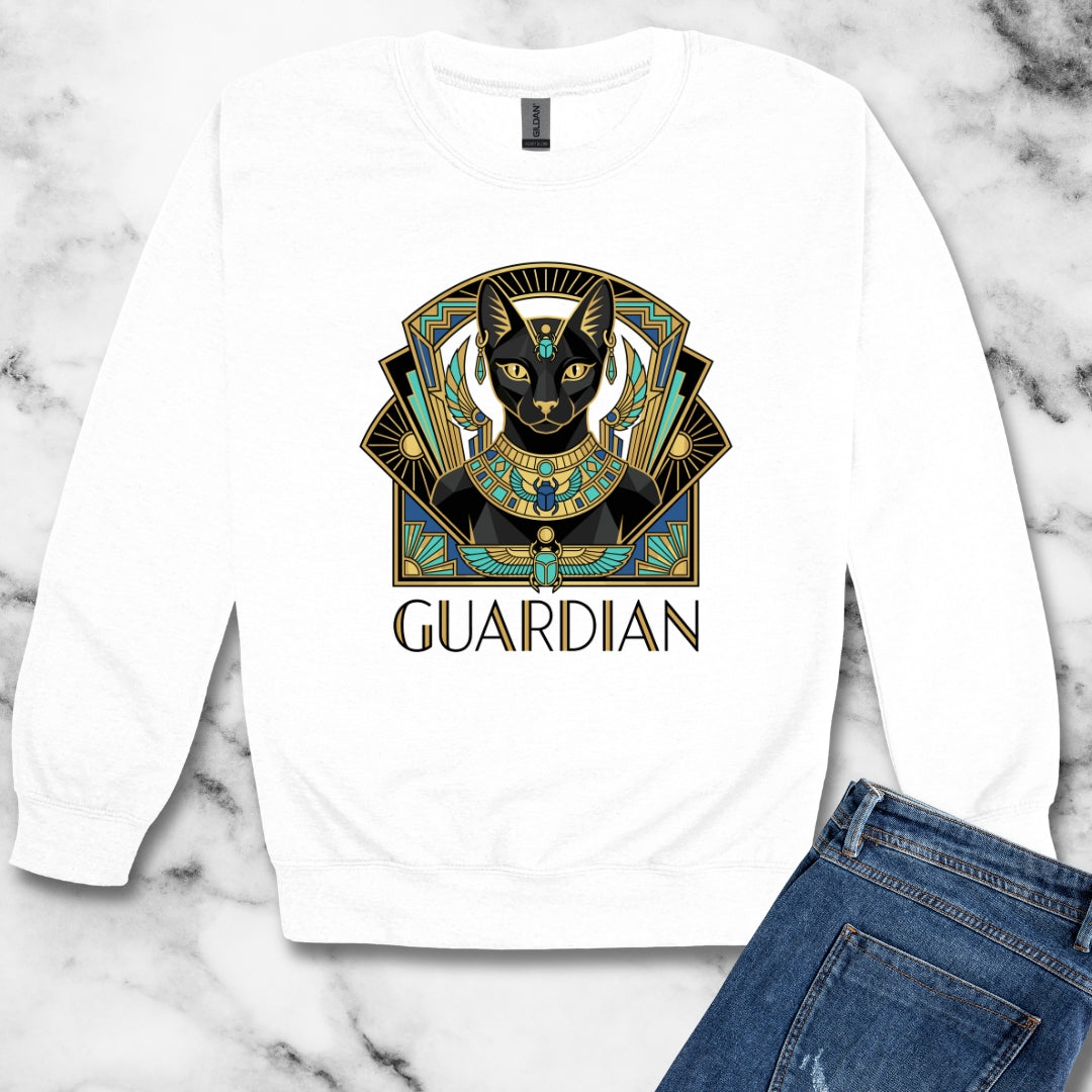 Bastet Guardian Art Deco Unisex Heavy Crewneck Sweatshirt