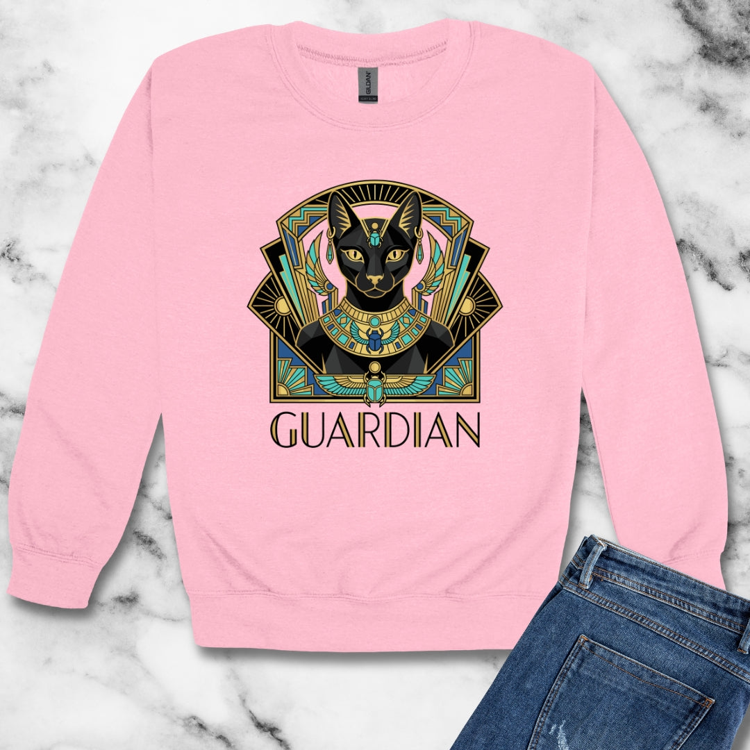 Bastet Guardian Art Deco Unisex Heavy Crewneck Sweatshirt