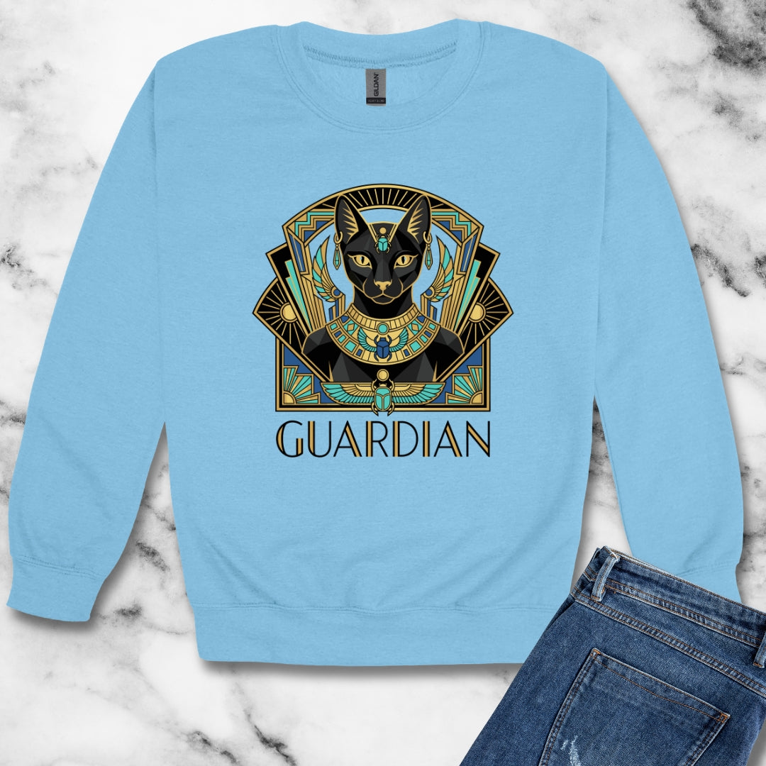 Bastet Guardian Art Deco Unisex Heavy Crewneck Sweatshirt