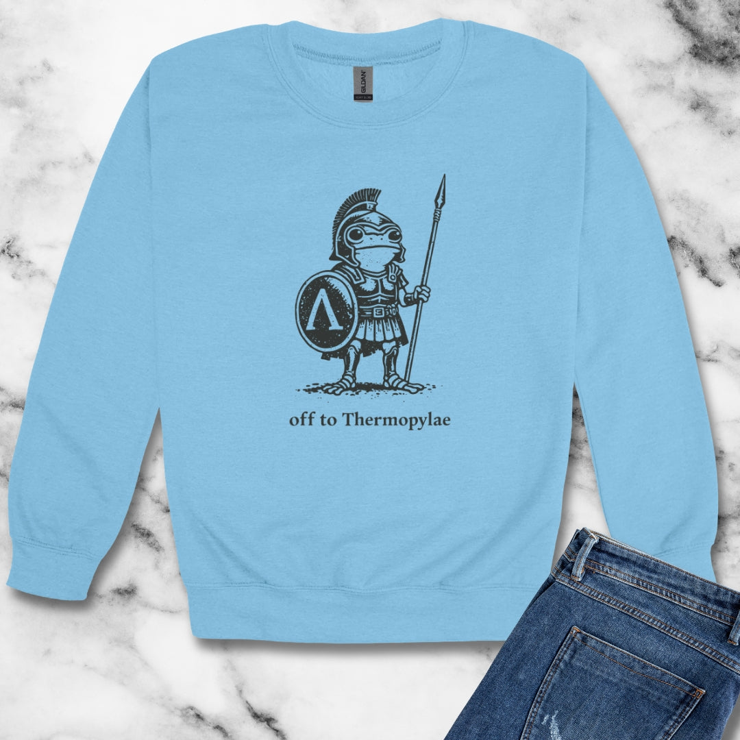 Hoplite Spartan Frog Off to Thermopylae Unisex Heavy Crewneck Sweatshirt