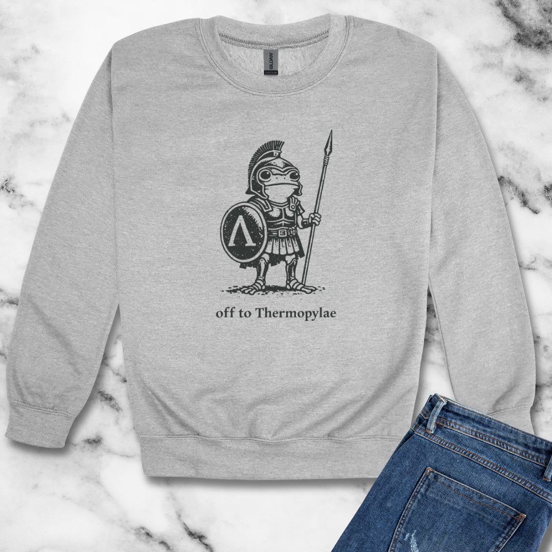 Hoplite Spartan Frog Off to Thermopylae Unisex Heavy Crewneck Sweatshirt