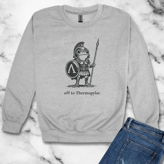 Hoplite Spartan Frog Off to Thermopylae Unisex Heavy Crewneck Sweatshirt