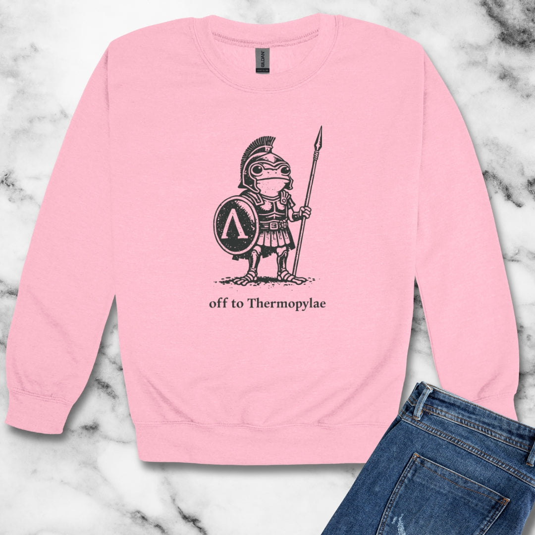 Hoplite Spartan Frog Off to Thermopylae Unisex Heavy Crewneck Sweatshirt