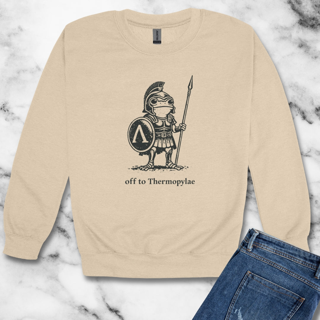 Hoplite Spartan Frog Off to Thermopylae Unisex Heavy Crewneck Sweatshirt