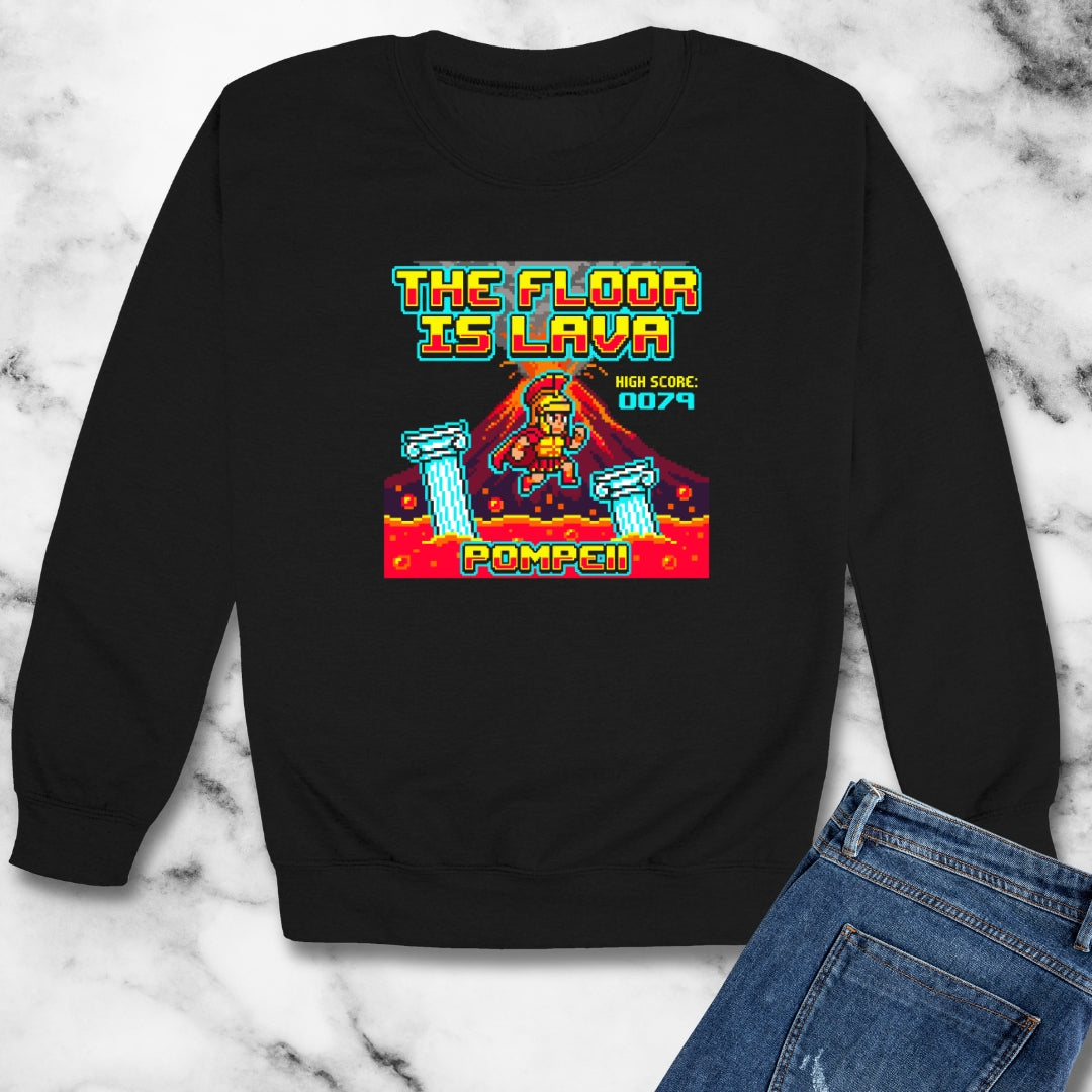 Pompeii Floor is Lava 8 Bit Unisex Heavy Crewneck Sweatshirt