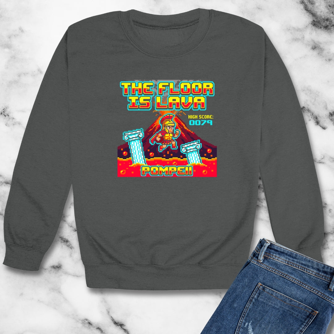 Pompeii Floor is Lava 8 Bit Unisex Heavy Crewneck Sweatshirt