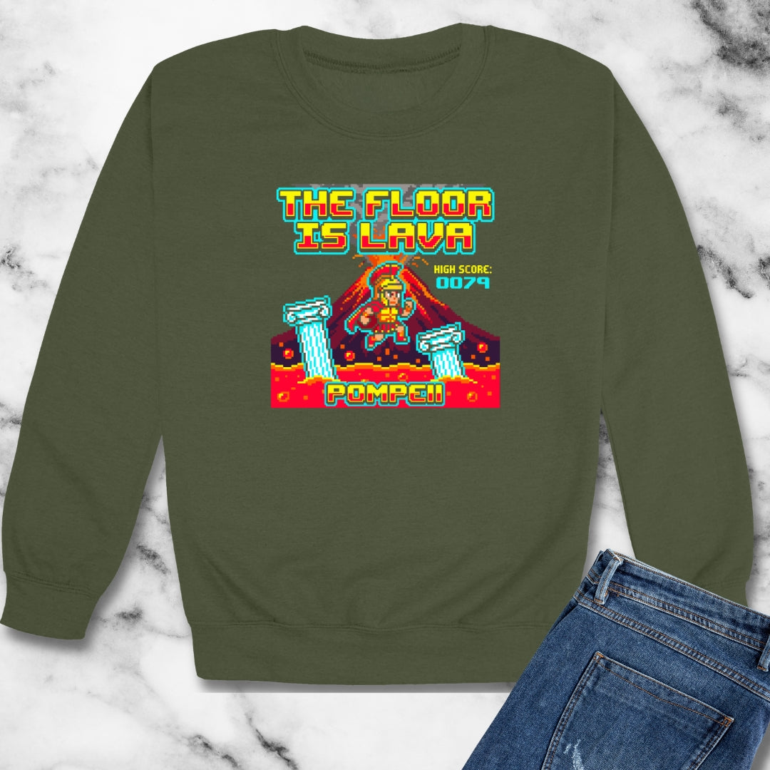 Pompeii Floor is Lava 8 Bit Unisex Heavy Crewneck Sweatshirt