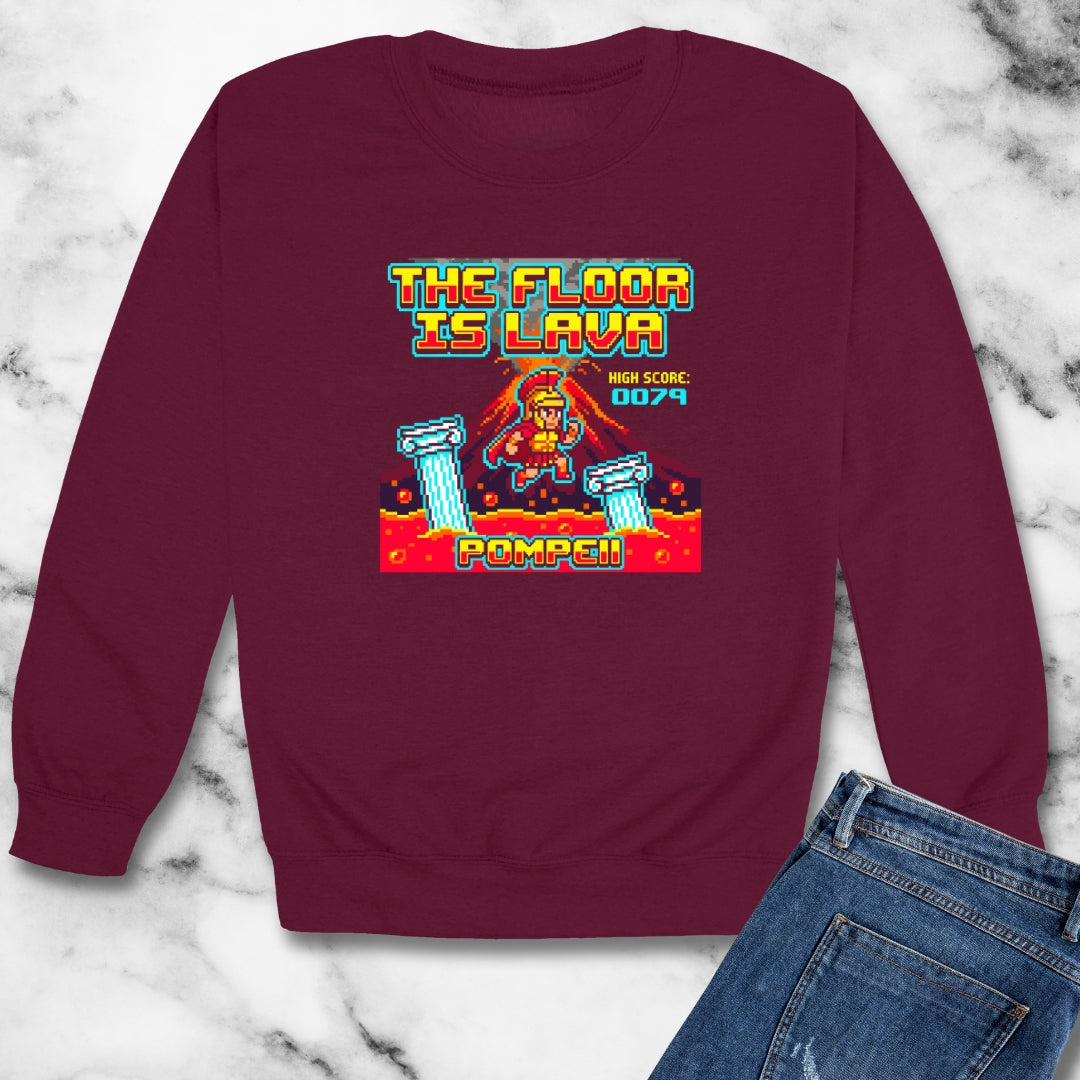 Pompeii Floor is Lava 8 Bit Unisex Heavy Crewneck Sweatshirt