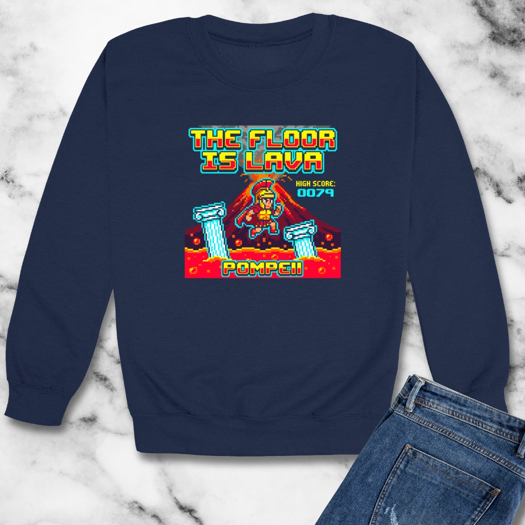 Pompeii Floor is Lava 8 Bit Unisex Heavy Crewneck Sweatshirt