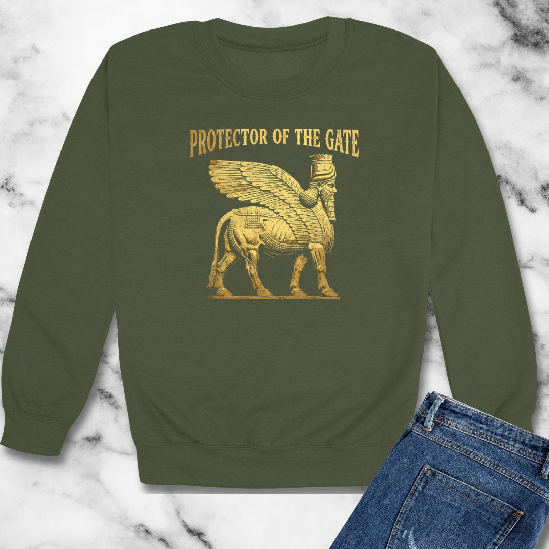 Lamassu Protector of the Gate Unisex Heavy Crewneck Sweatshirt