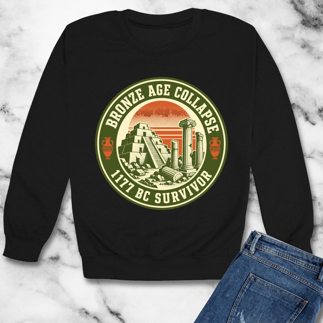 Badge Style Bronze Age Collapse Survivor Unisex Heavy Crewneck Sweatshirt