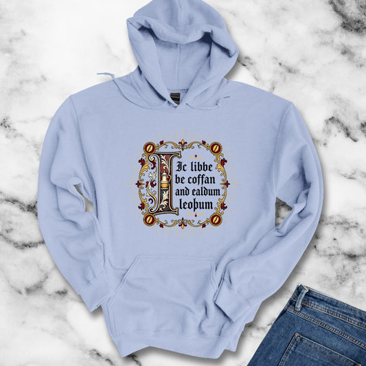 I Live on Coffee Poetry Old English Hoodie
