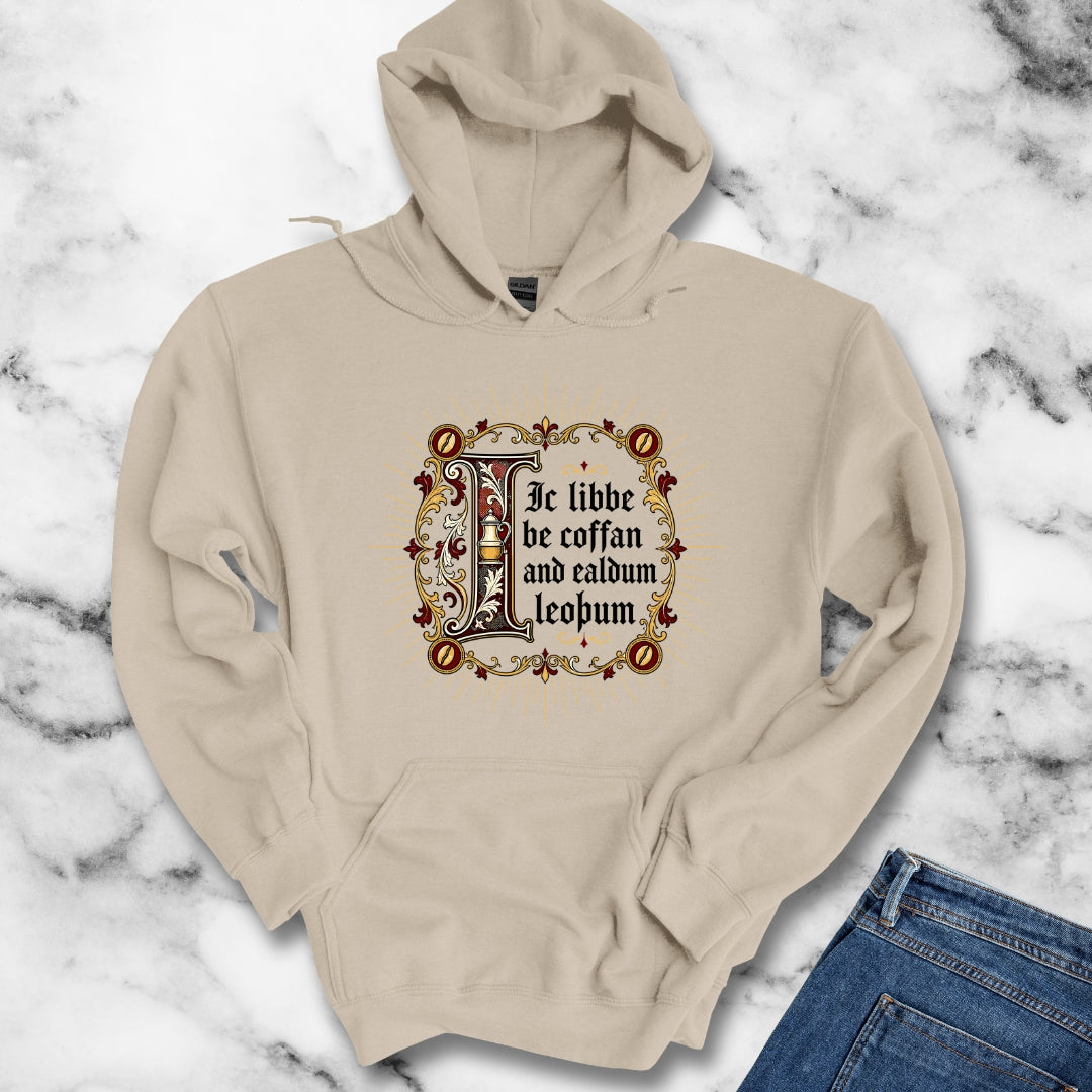 I Live on Coffee Poetry Old English Hoodie