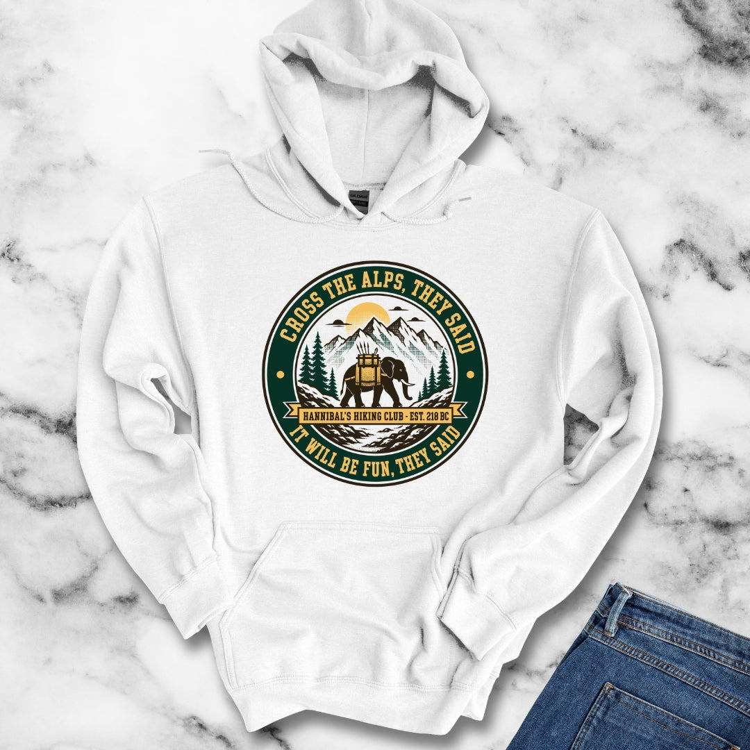 Badge Style Cross the Alps They Said Elephant Hoodie