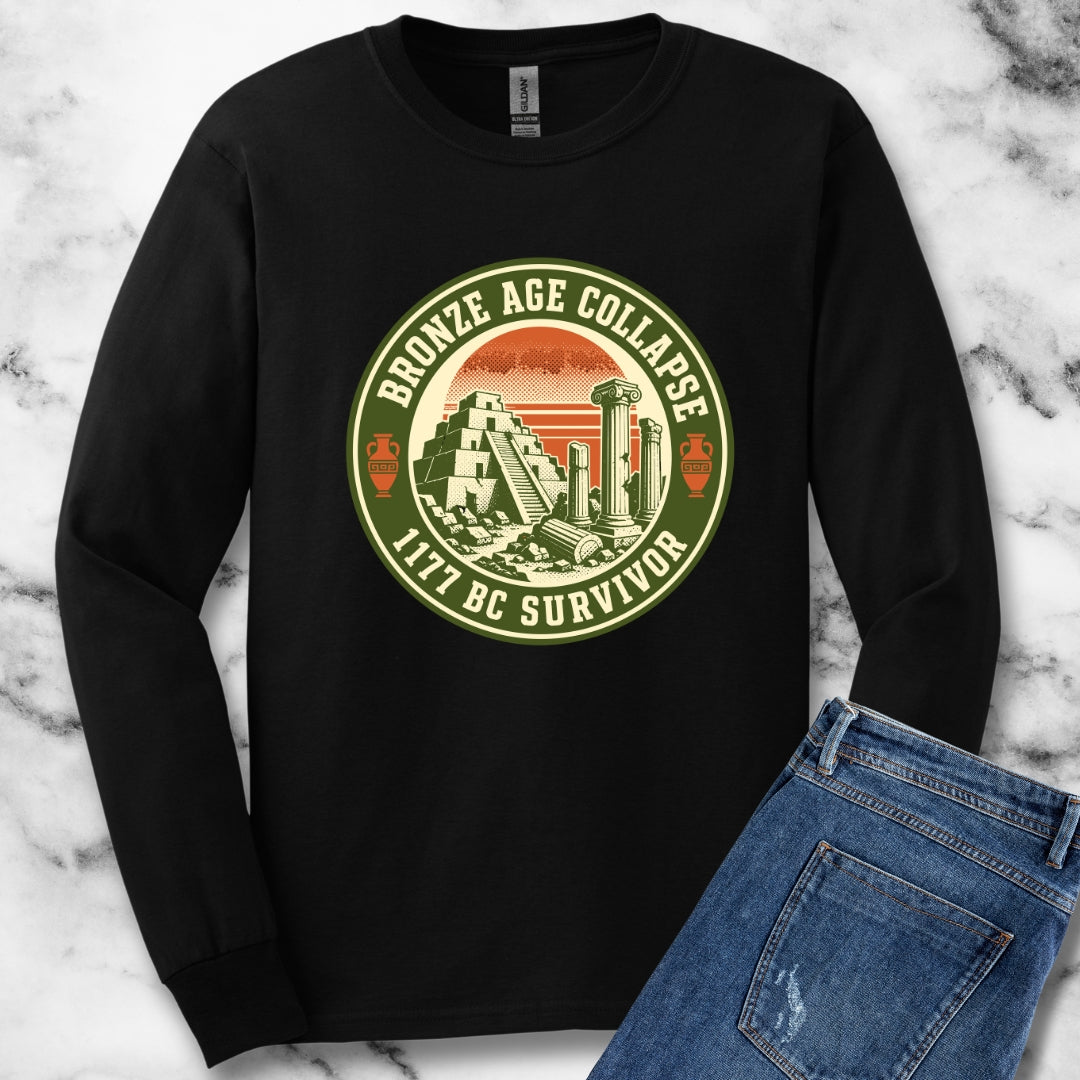 Badge Style Bronze Age Collapse Survivor Unisex Long Sleeve Tee