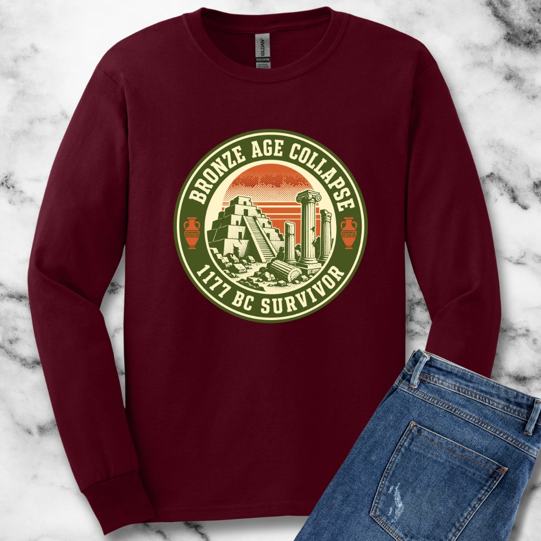 Badge Style Bronze Age Collapse Survivor Unisex Long Sleeve Tee