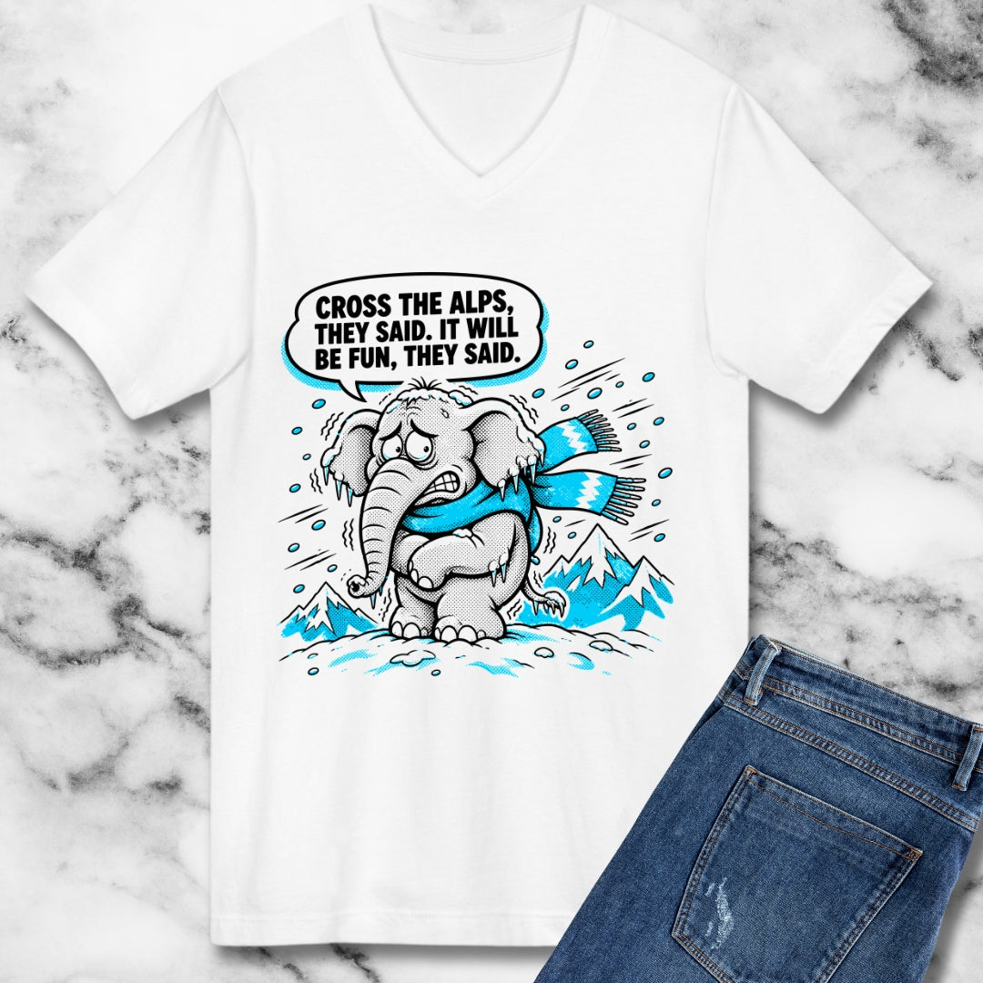 Cross the Alps They Said Elephant V-neck