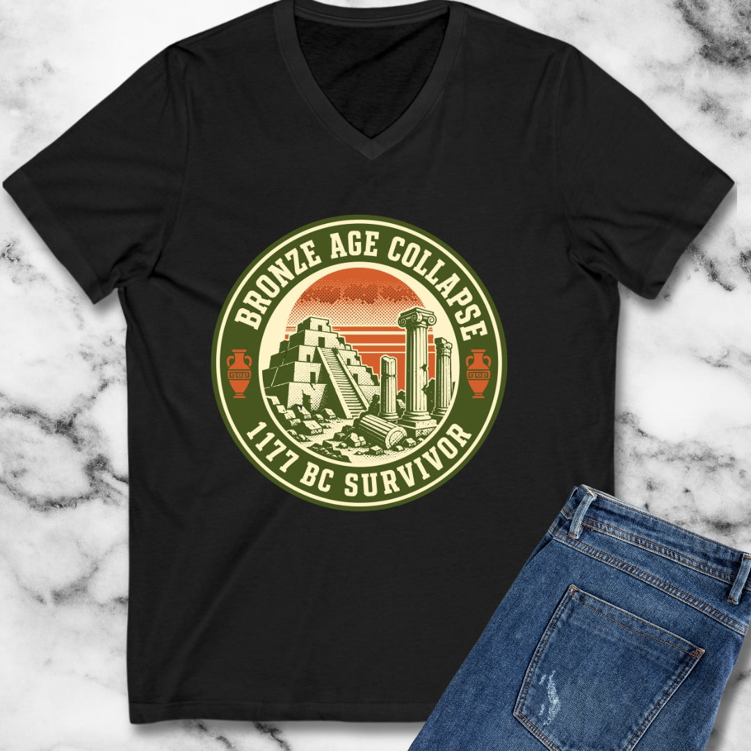 Badge Style Bronze Age Collapse Survivor V-Neck