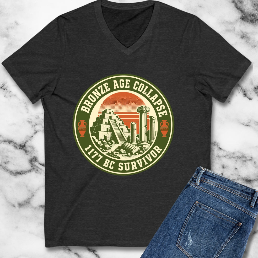 Badge Style Bronze Age Collapse Survivor V-Neck