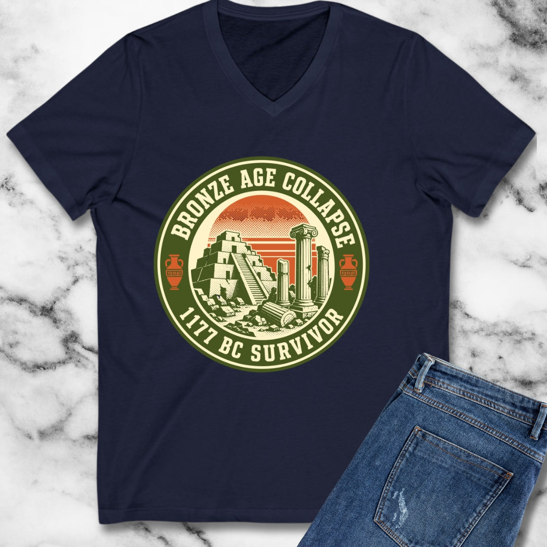 Badge Style Bronze Age Collapse Survivor V-Neck