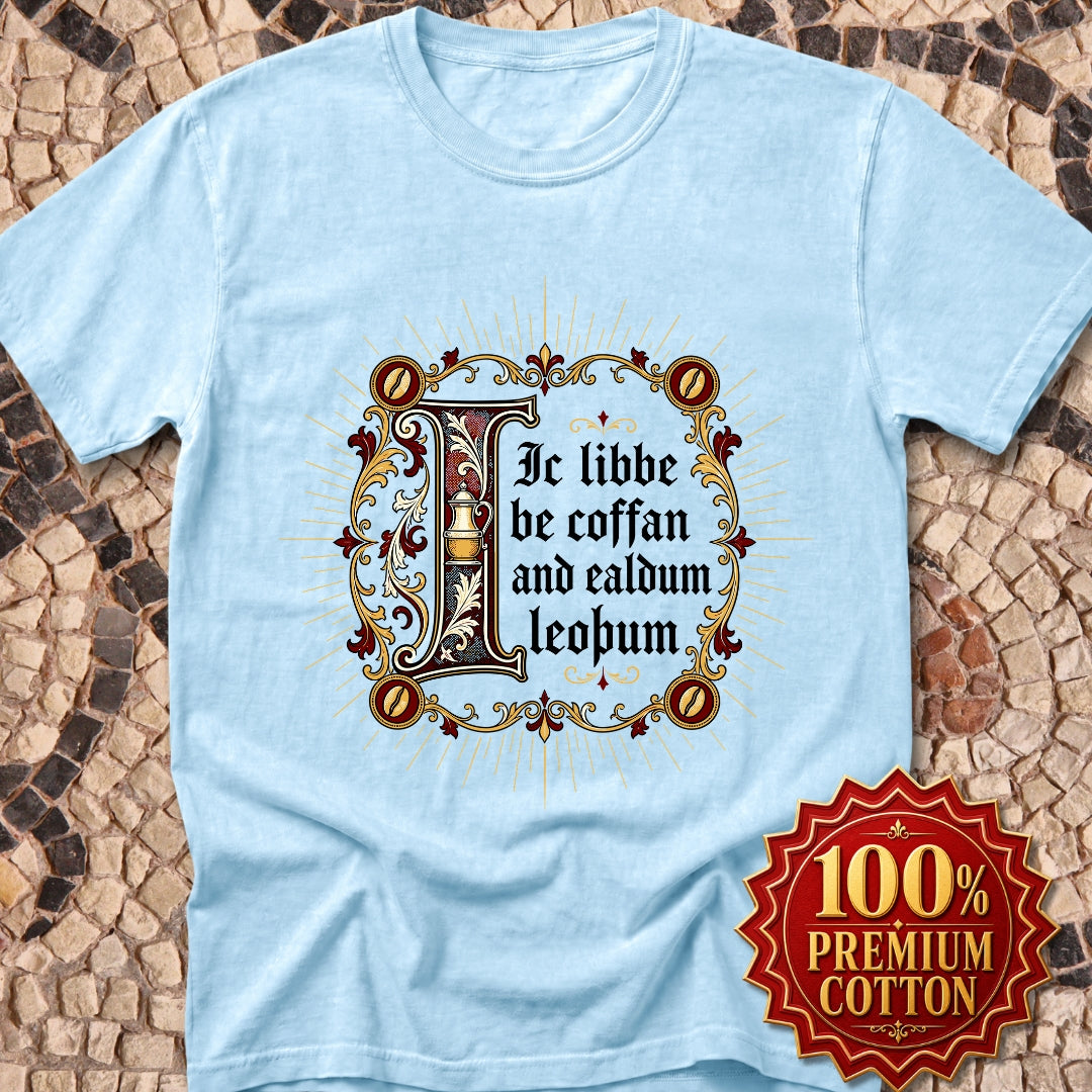 I Live on Coffee Poetry Old English Premium Tee