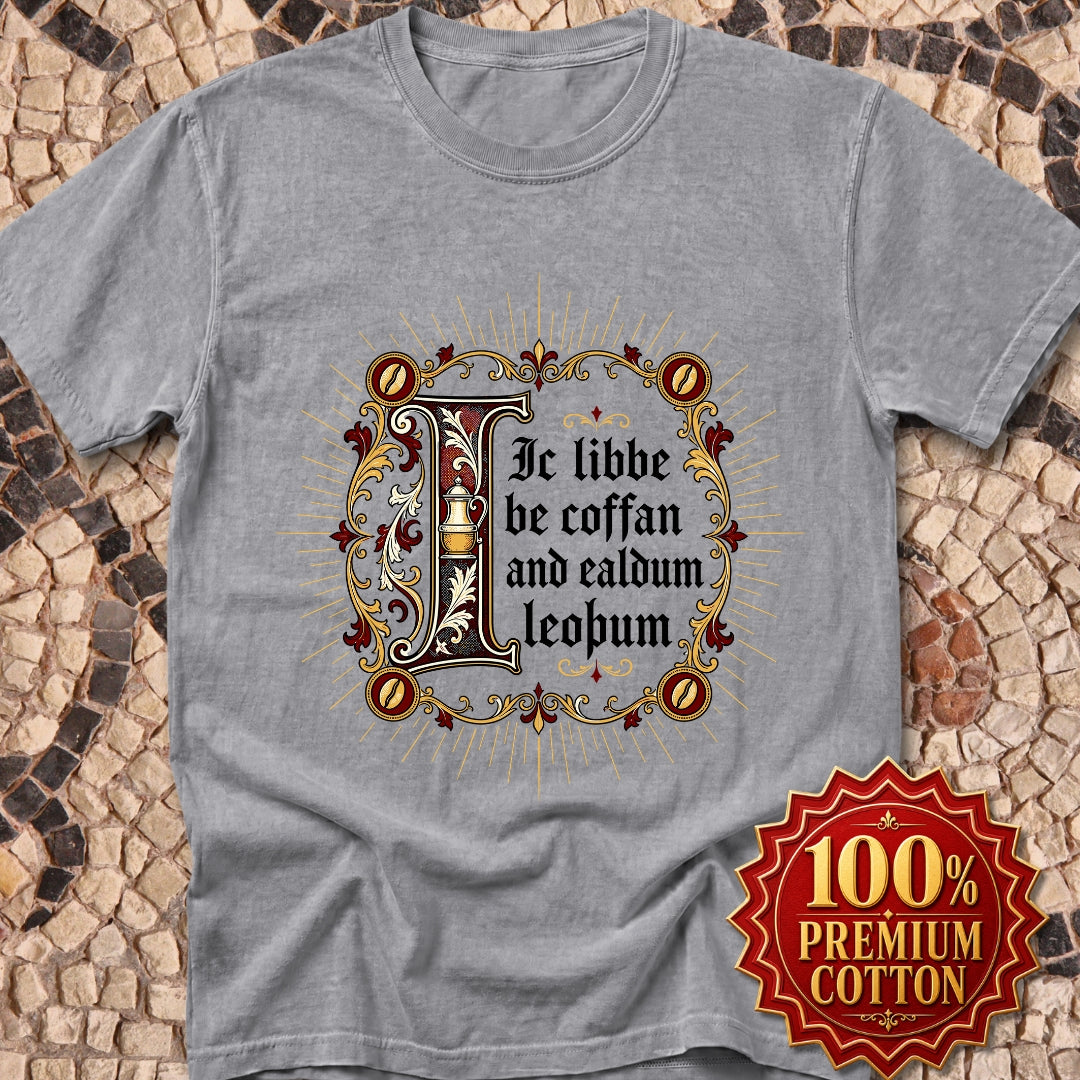 I Live on Coffee Poetry Old English Premium Tee