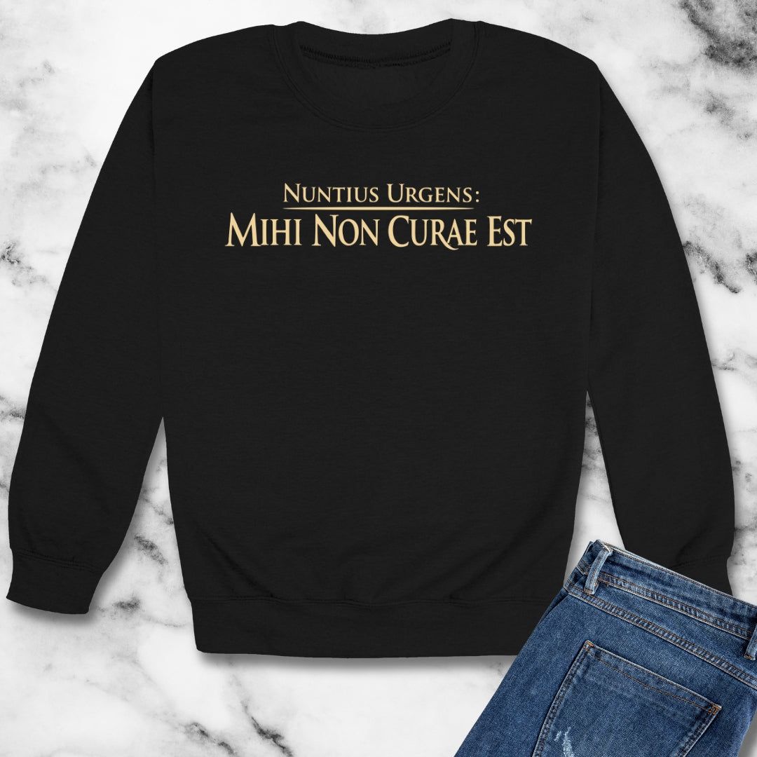 Breaking News: I Don't Care in Latin Unisex Heavy Crewneck Sweatshirt