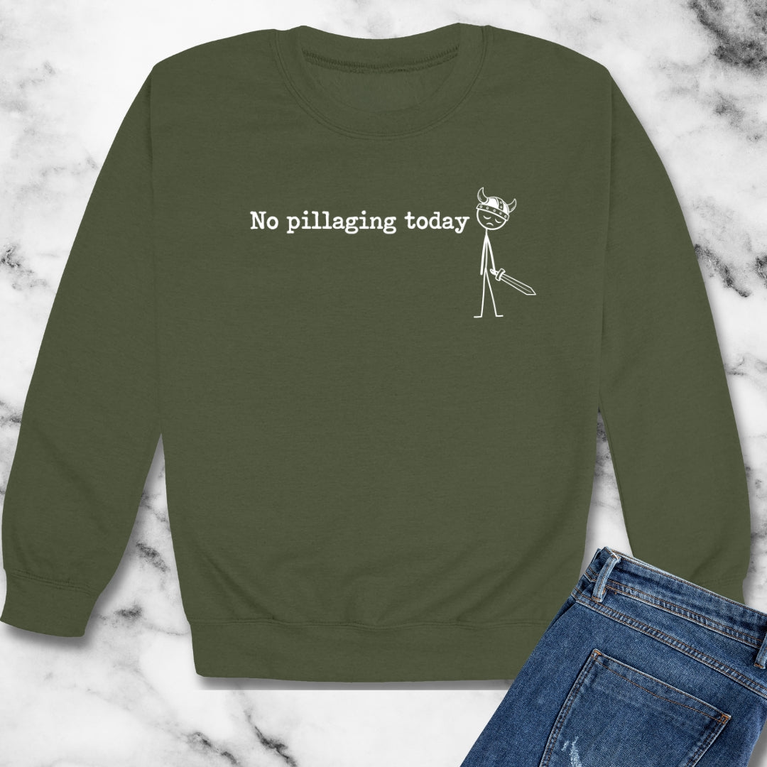 No Pillaging Today Sad Viking Unisex Heavy Crewneck Sweatshirt