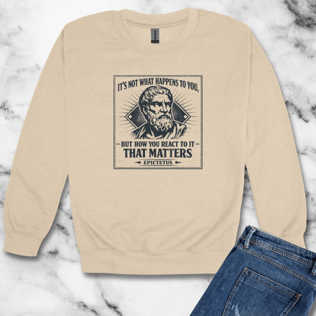 Epictetus Quote React To Things Matters Unisex Heavy Crewneck Sweatshirt