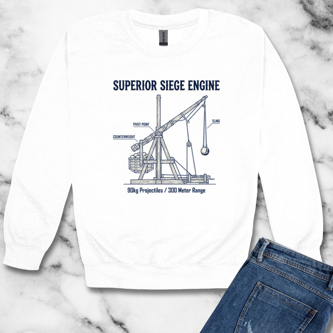 Trebuchet Schematic Siege Engine Unisex Heavy Crewneck Sweatshirt