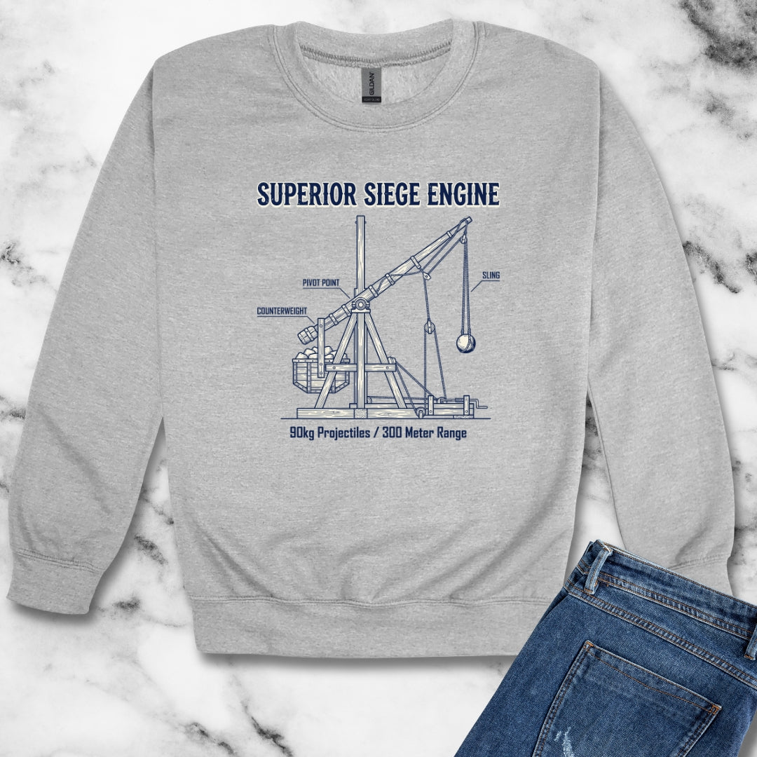 Trebuchet Schematic Siege Engine Unisex Heavy Crewneck Sweatshirt