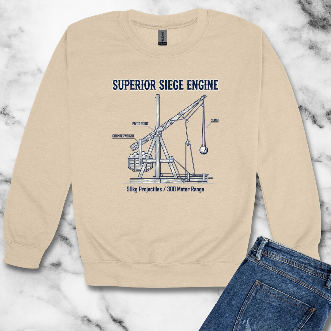 Trebuchet Schematic Siege Engine Unisex Heavy Crewneck Sweatshirt