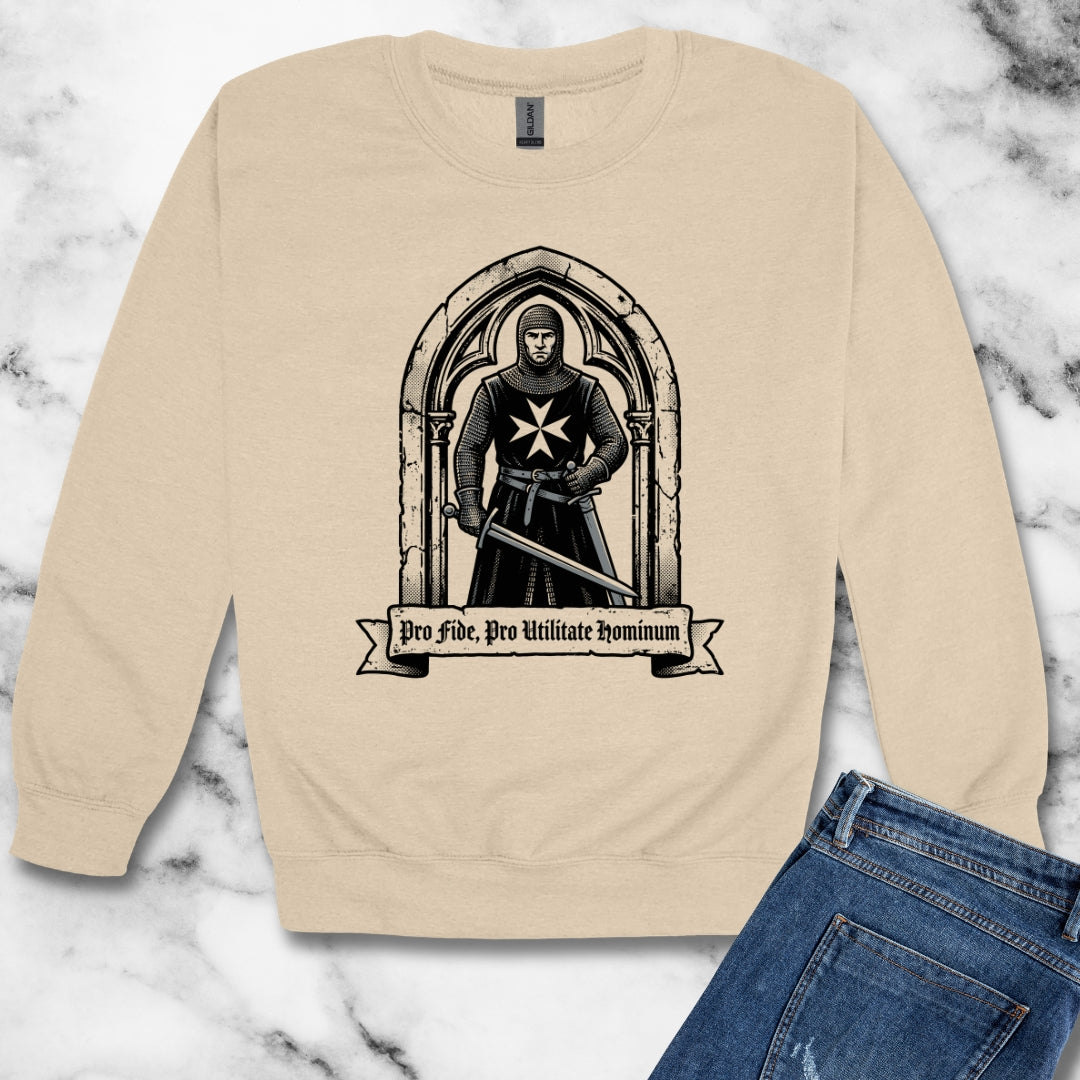 Knight Hospitaller For Faith For Benefit of Man Unisex Heavy Crewneck Sweatshirt