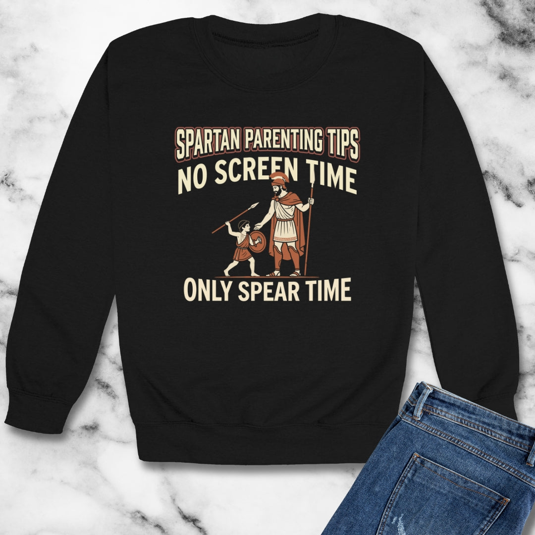 Spartan Parenting Tips Unisex Heavy Crewneck Sweatshirt