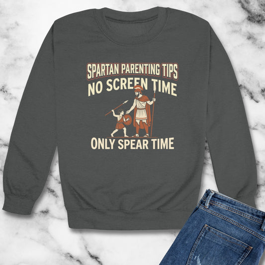 Spartan Parenting Tips Unisex Heavy Crewneck Sweatshirt