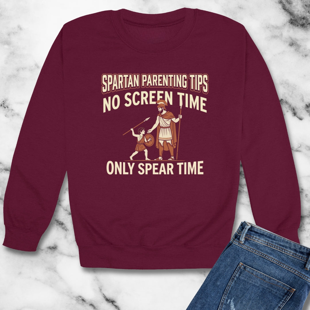 Spartan Parenting Tips Unisex Heavy Crewneck Sweatshirt
