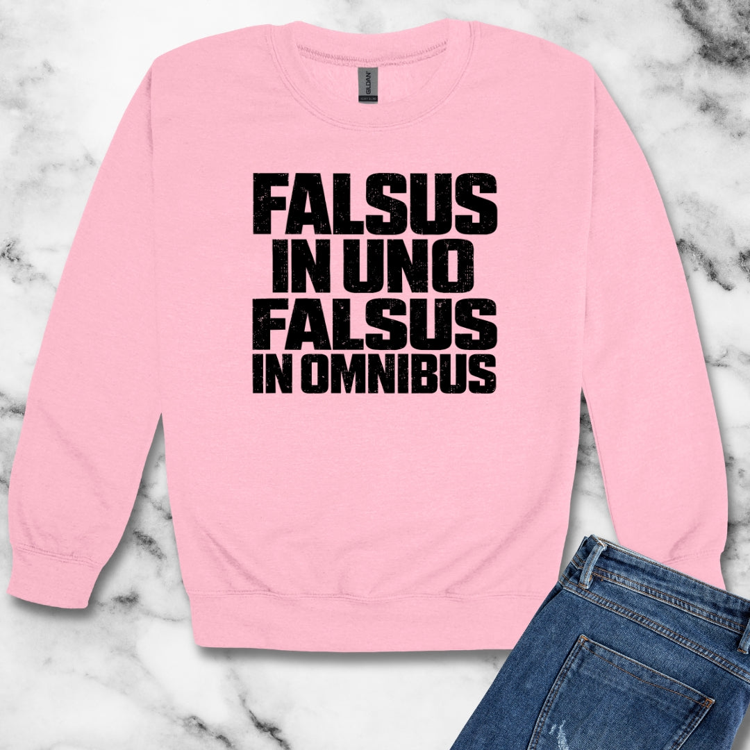 False in One Thing, False in Everything Latin Quote Unisex Heavy Crewneck Sweatshirt