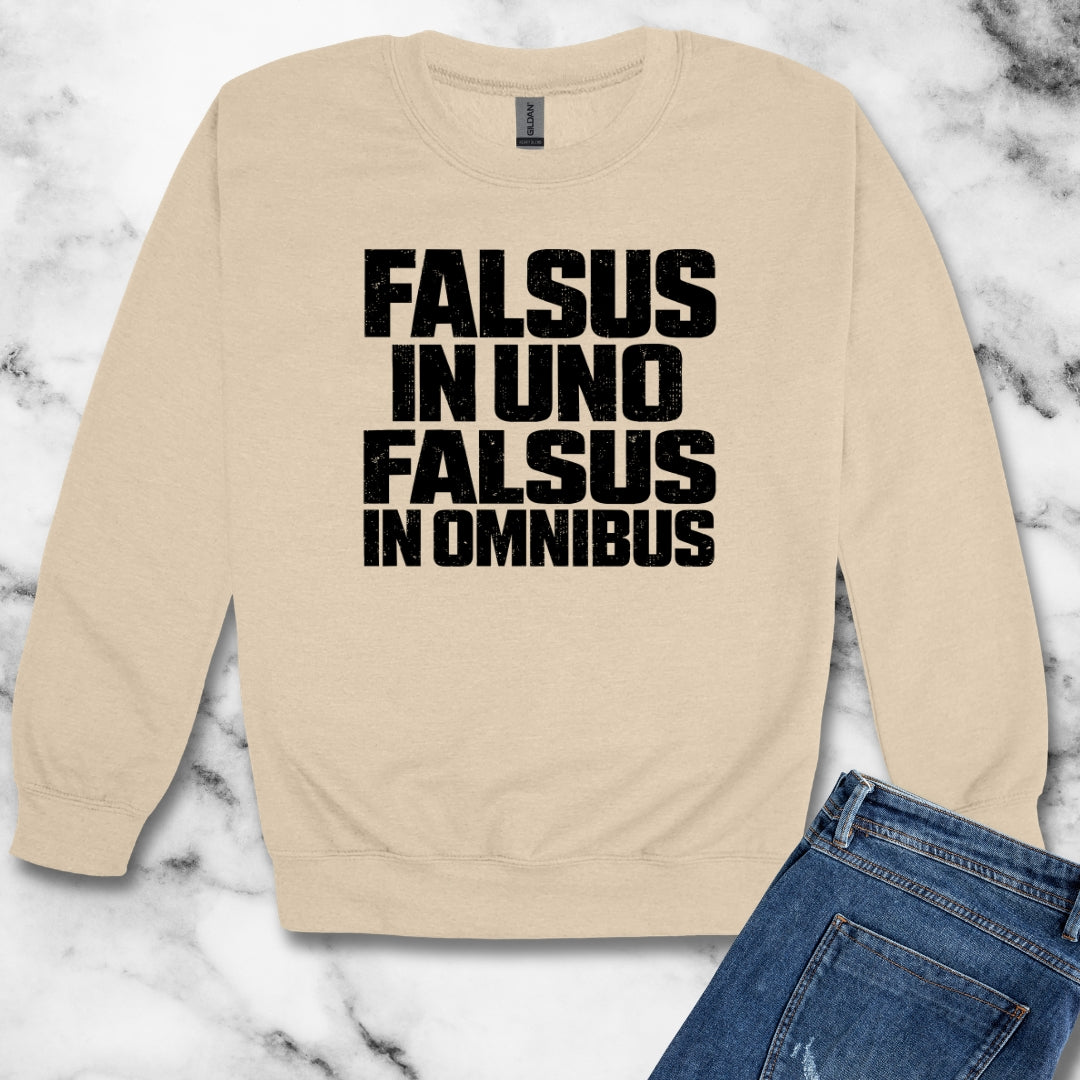 False in One Thing, False in Everything Latin Quote Unisex Heavy Crewneck Sweatshirt
