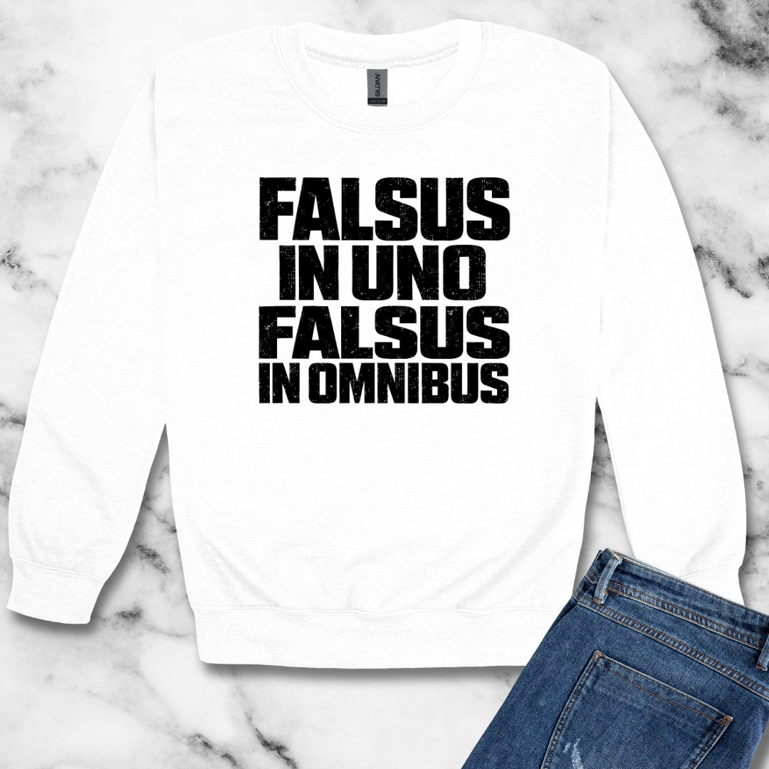 False in One Thing, False in Everything Latin Quote Unisex Heavy Crewneck Sweatshirt