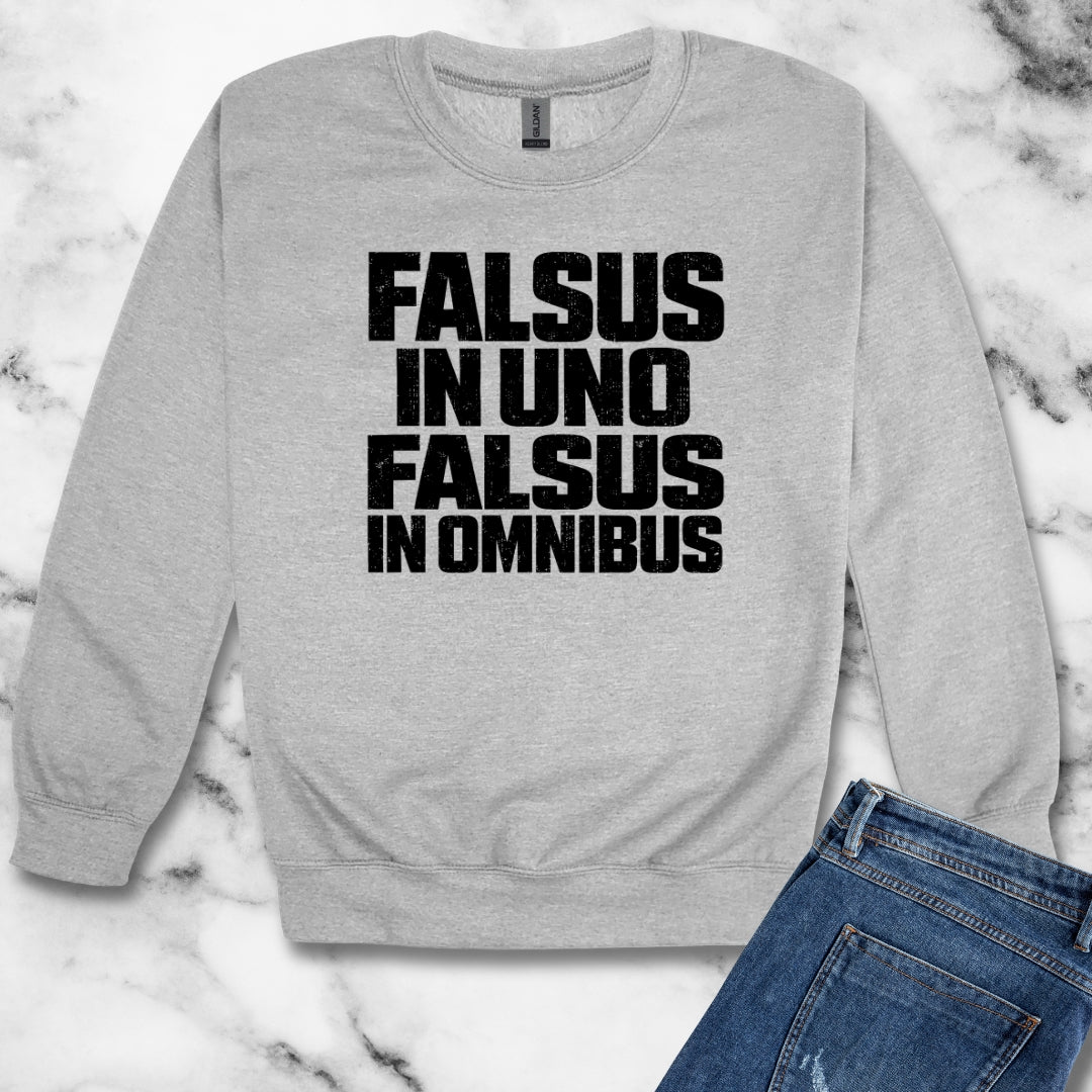False in One Thing, False in Everything Latin Quote Unisex Heavy Crewneck Sweatshirt