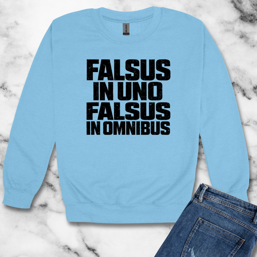 False in One Thing, False in Everything Latin Quote Unisex Heavy Crewneck Sweatshirt