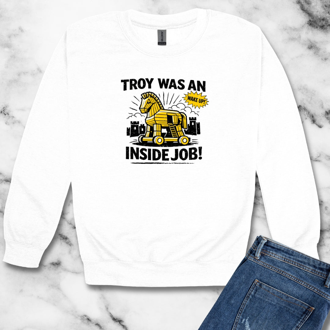 Troy Was Inside Job Unisex Heavy Crewneck Sweatshirt