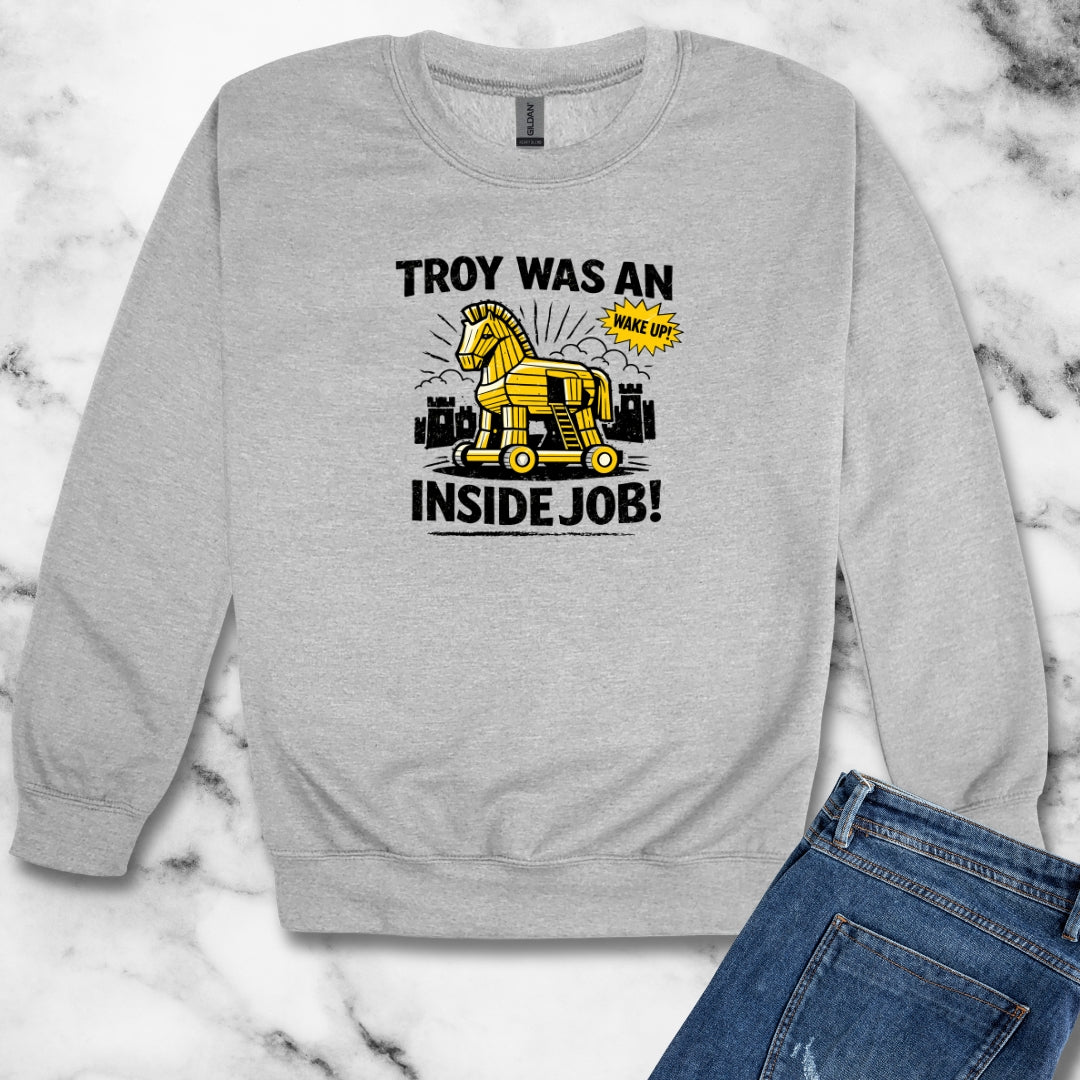 Troy Was Inside Job Unisex Heavy Crewneck Sweatshirt