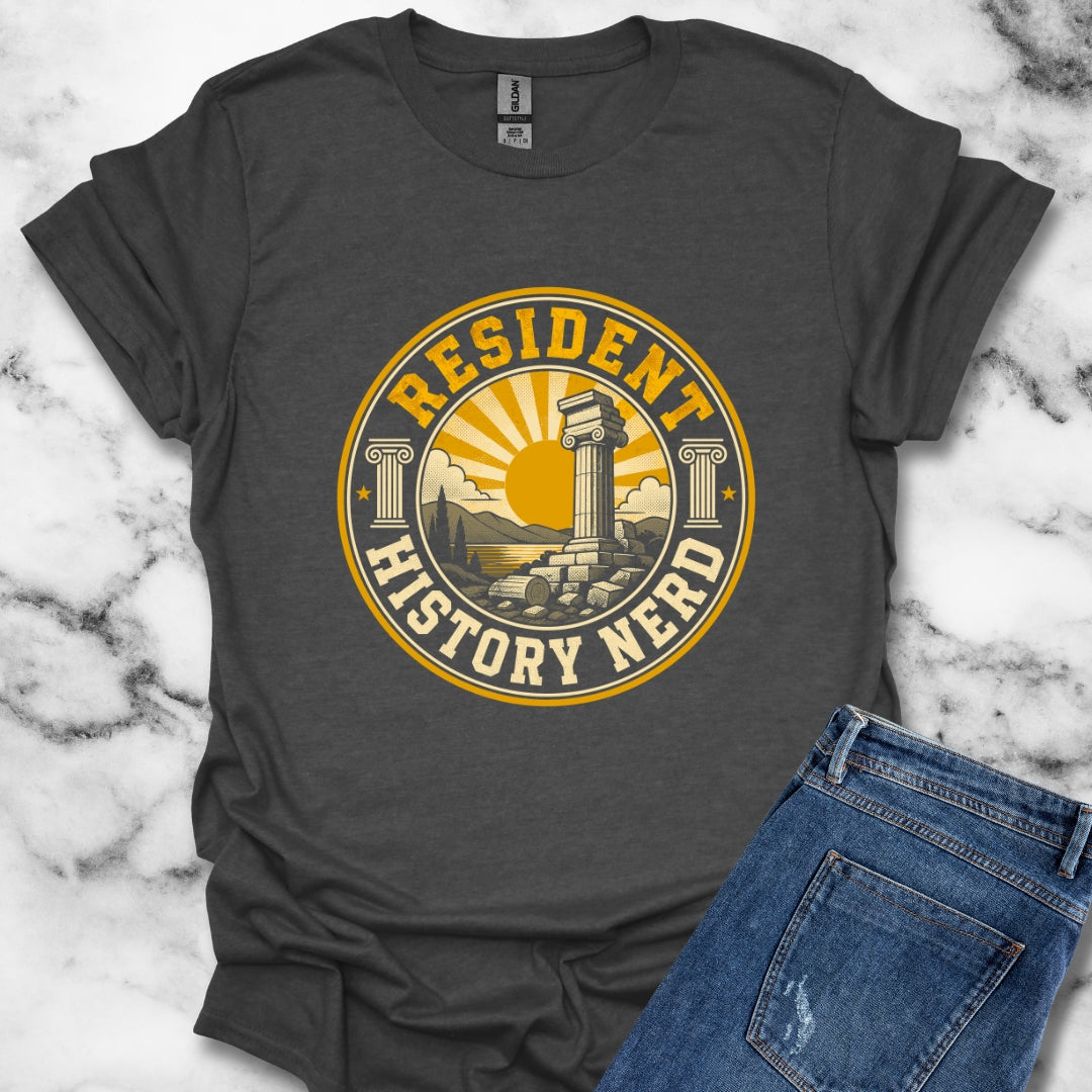Resident History Nerd Badge Style T-Shirt