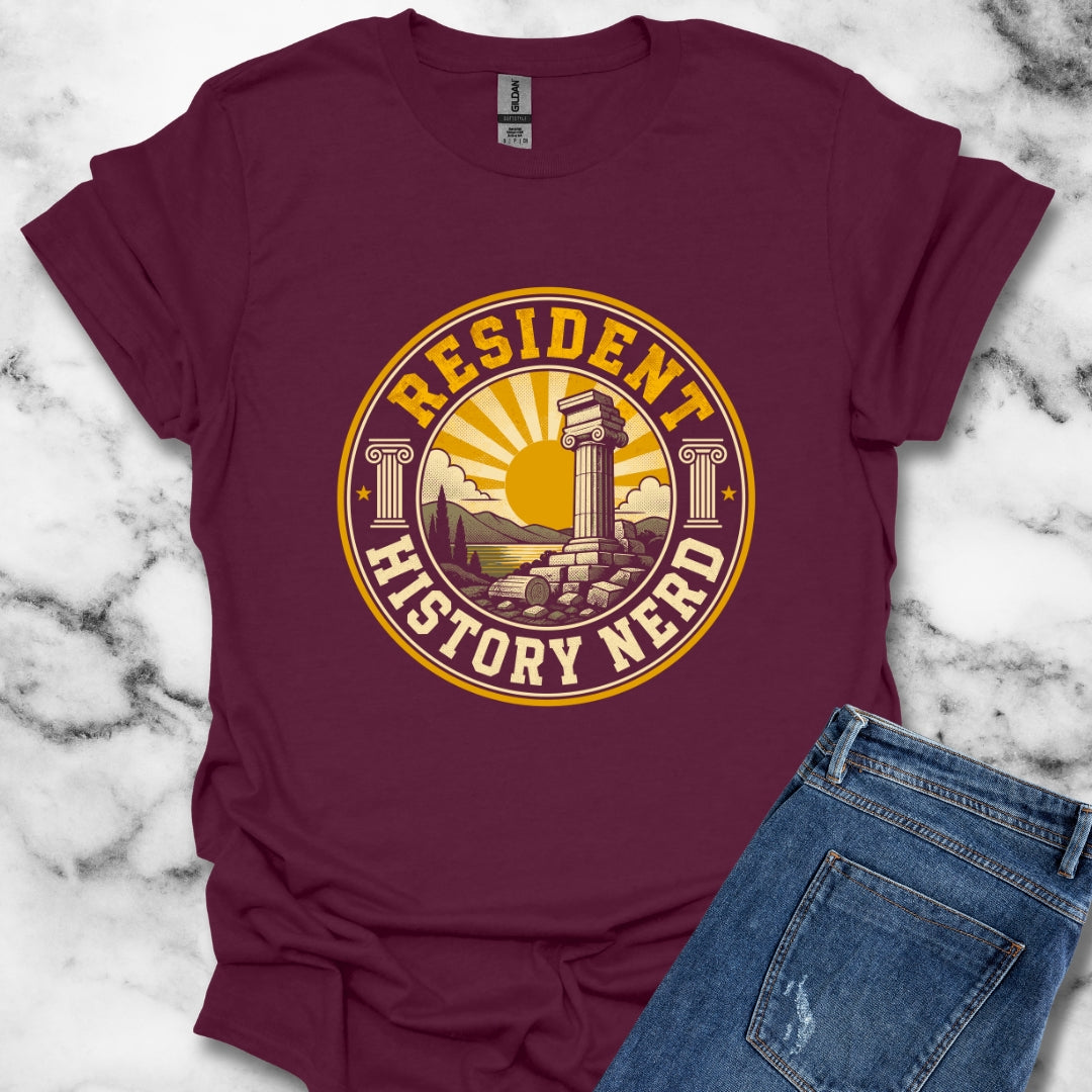 Resident History Nerd Badge Style T-Shirt