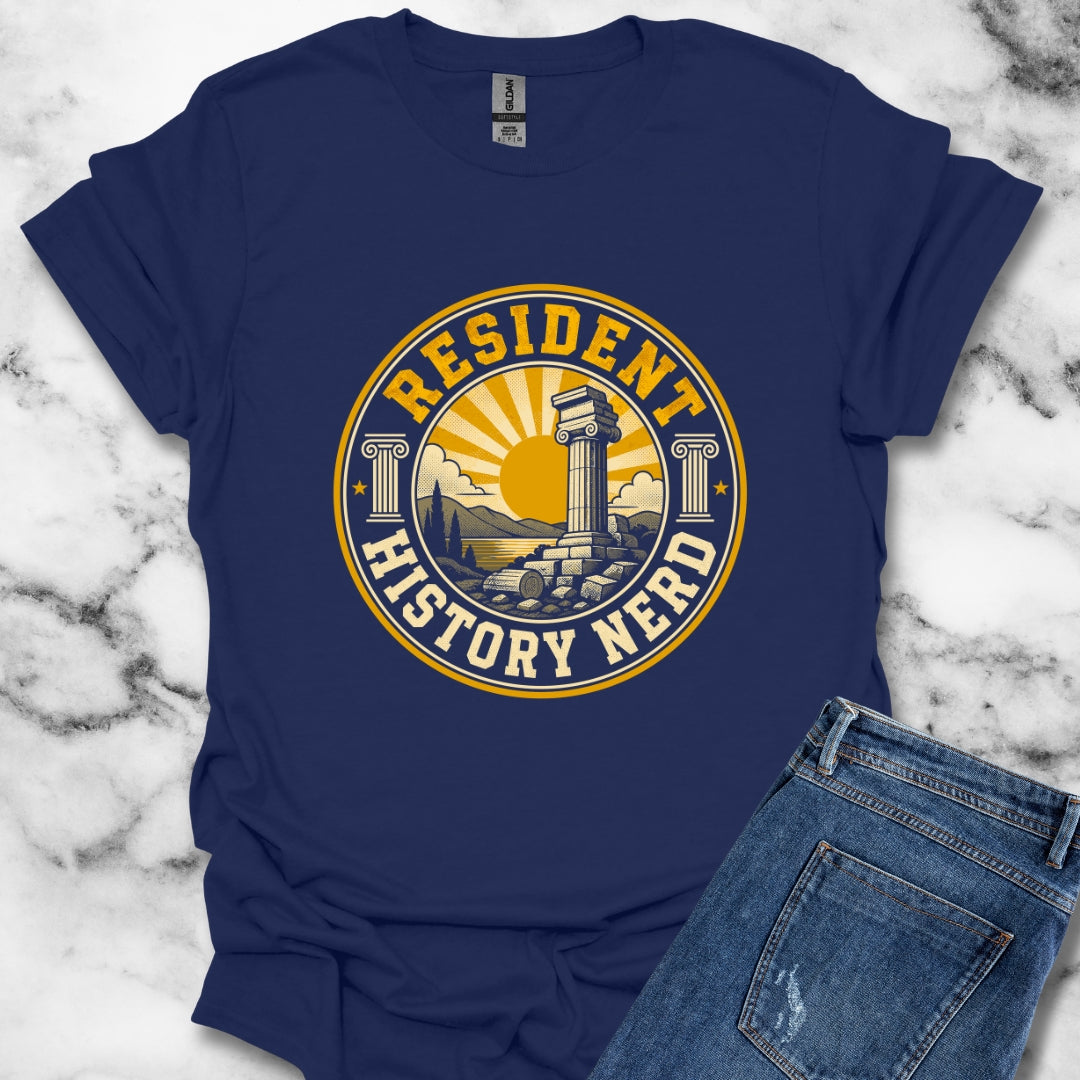 Resident History Nerd Badge Style T-Shirt