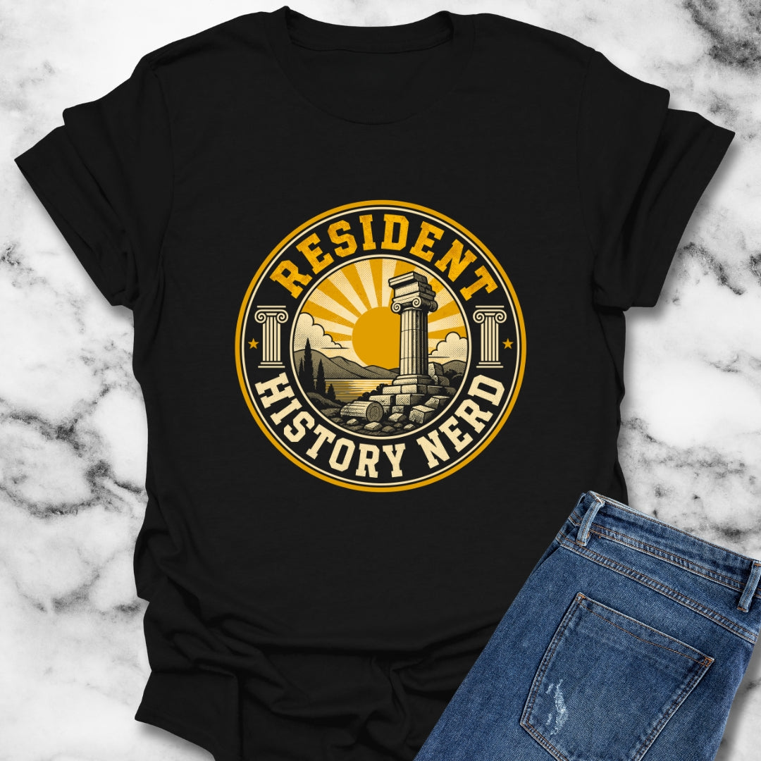 Resident History Nerd Badge Style T-Shirt