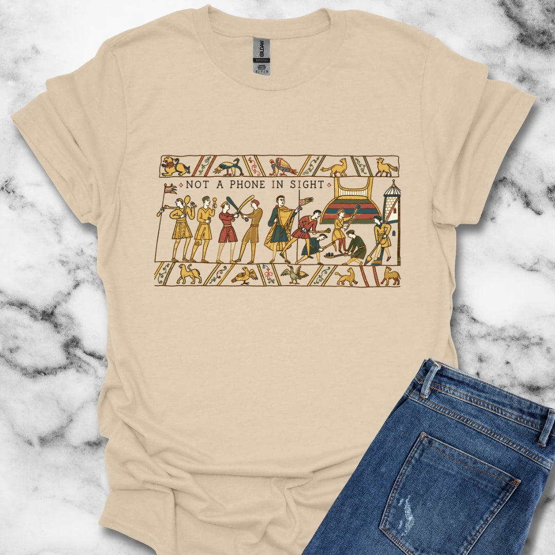 Bayeux Tapestry Not a Phone in Sight T-Shirt