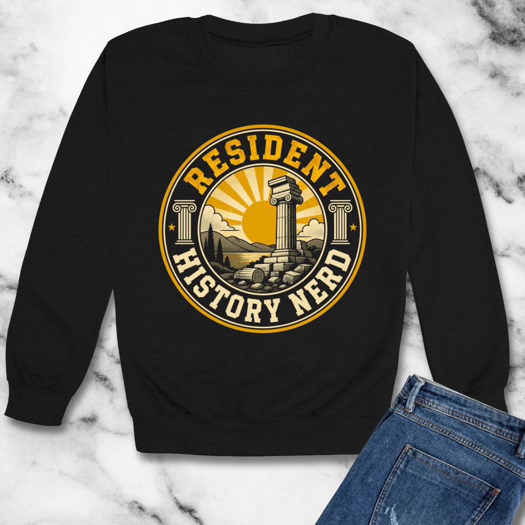 Resident History Nerd Badge Style Unisex Heavy Crewneck Sweatshirt